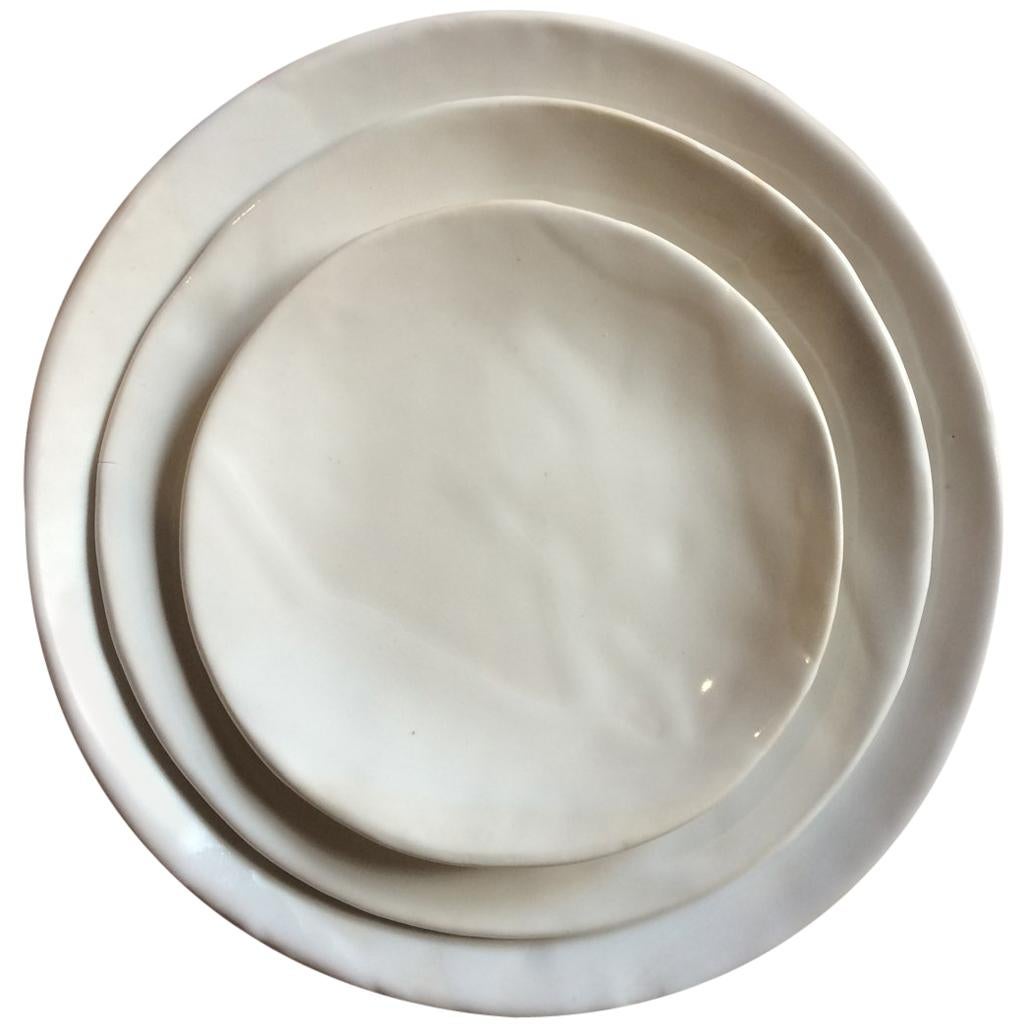 Organic Modern Porcelain Ryman Dinner Plates Serveware For Sale