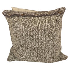 Organic Modern Pure Wool Handknitted “Alpine II” Pillow Down Deer Horn Buttons