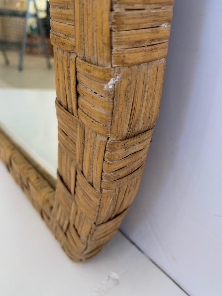 Organic Modern Rattan and Bamboo Wall Mirror For Sale at 1stDibs