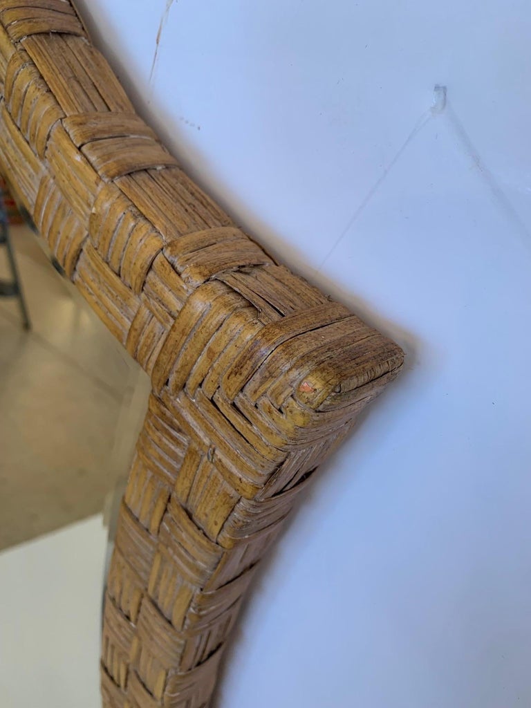 Organic Modern Rattan and Bamboo Wall Mirror For Sale at 1stDibs