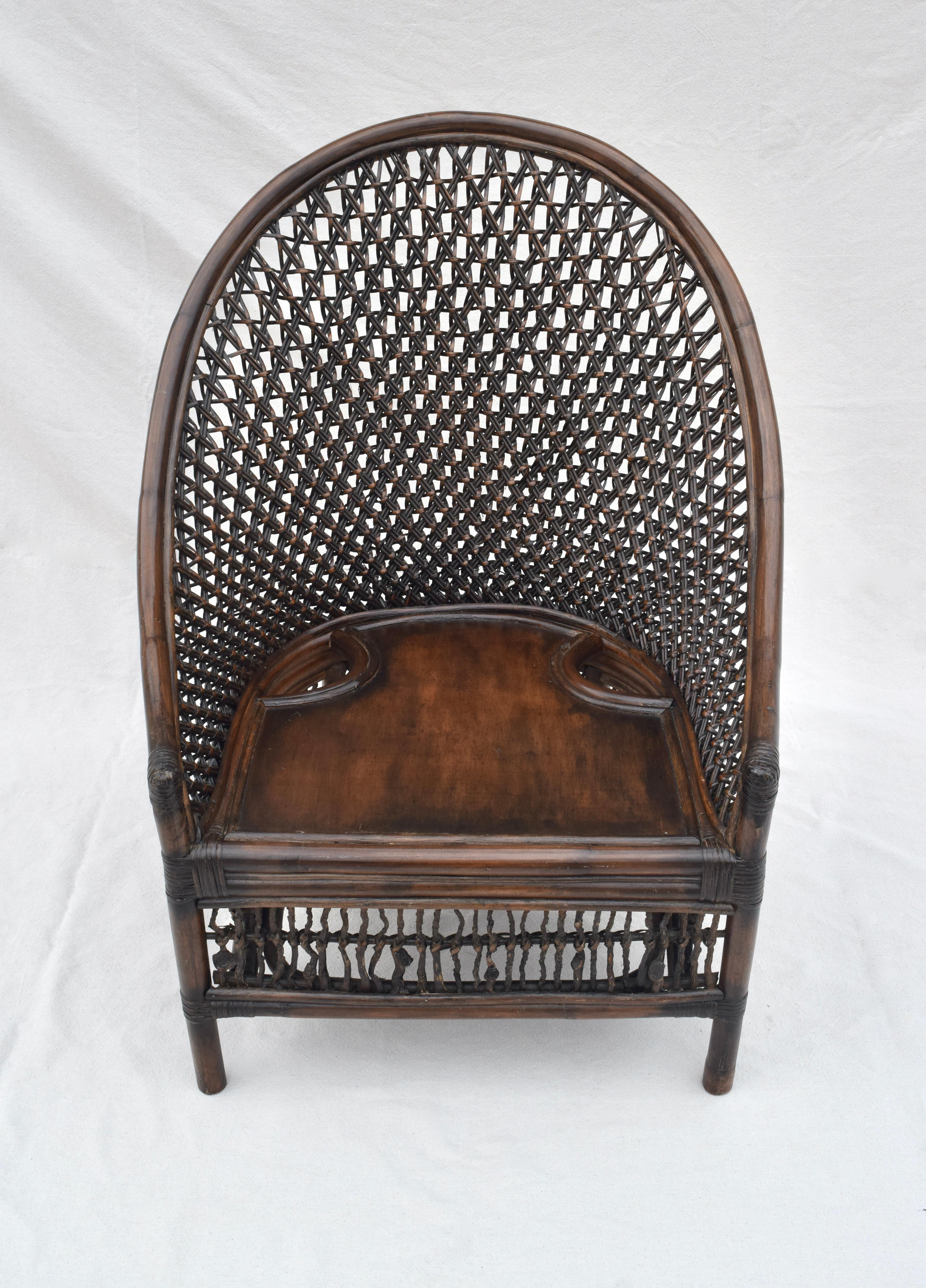 American Organic Modern Rattan Fanback Peacock & Curved Back Chair For Sale