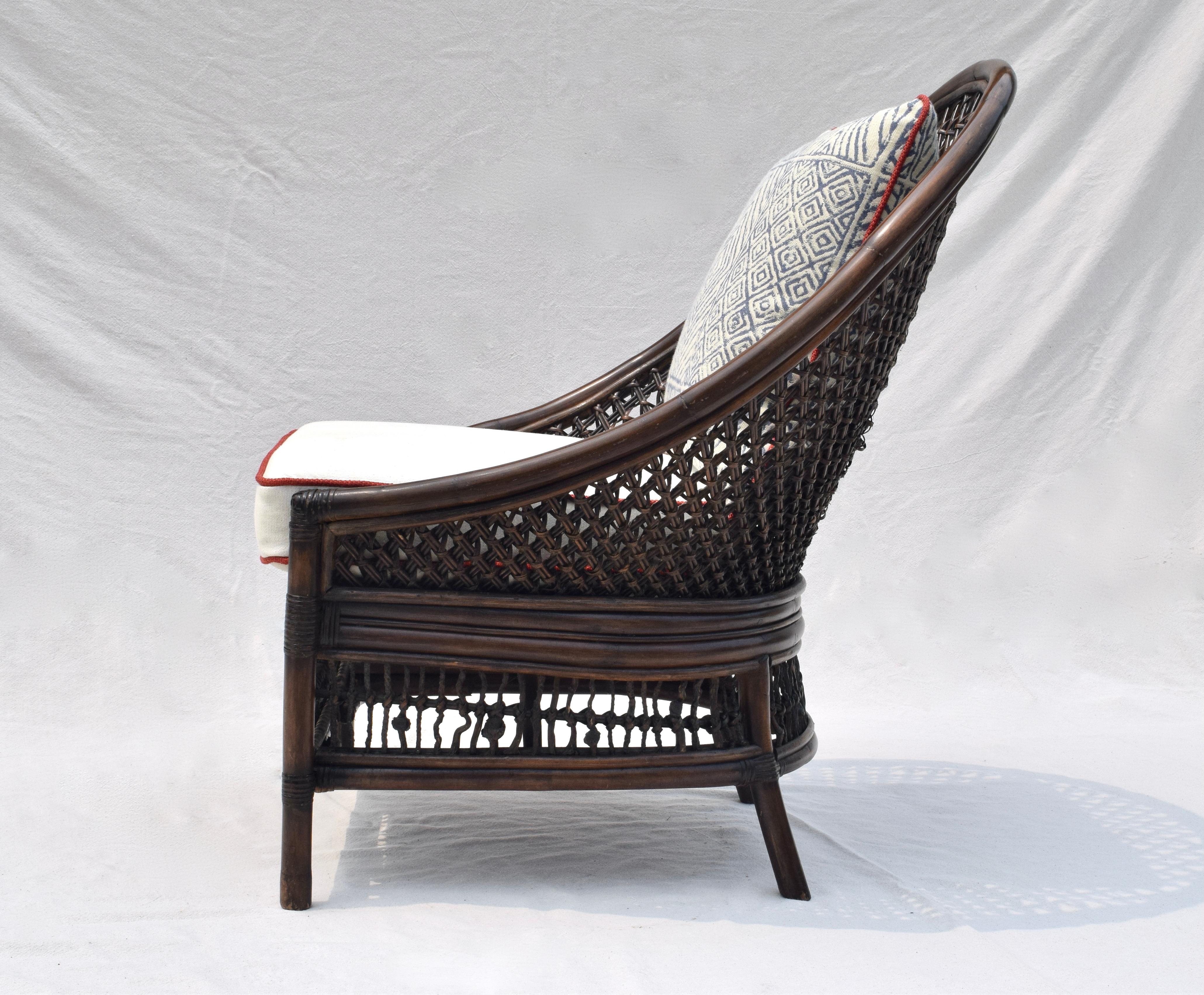 Organic Modern Rattan Fanback Peacock & Curved Back Chair For Sale 1