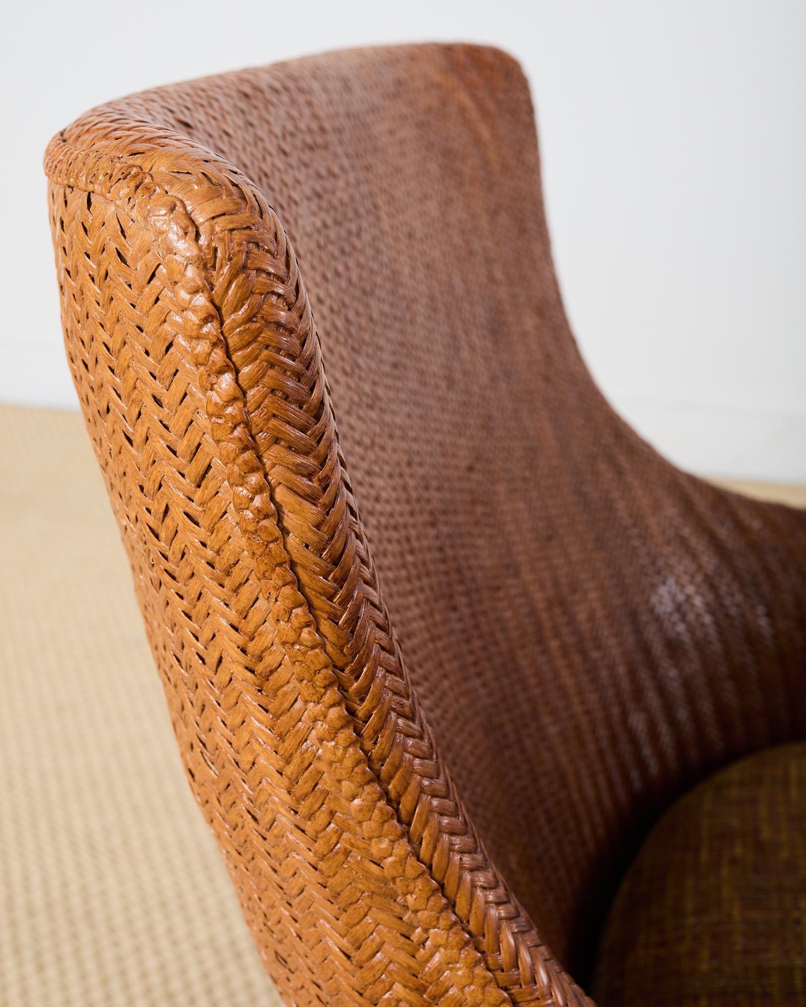 Organic Modern Rattan Wicker Lounge Chair by Lane Venture For Sale 7