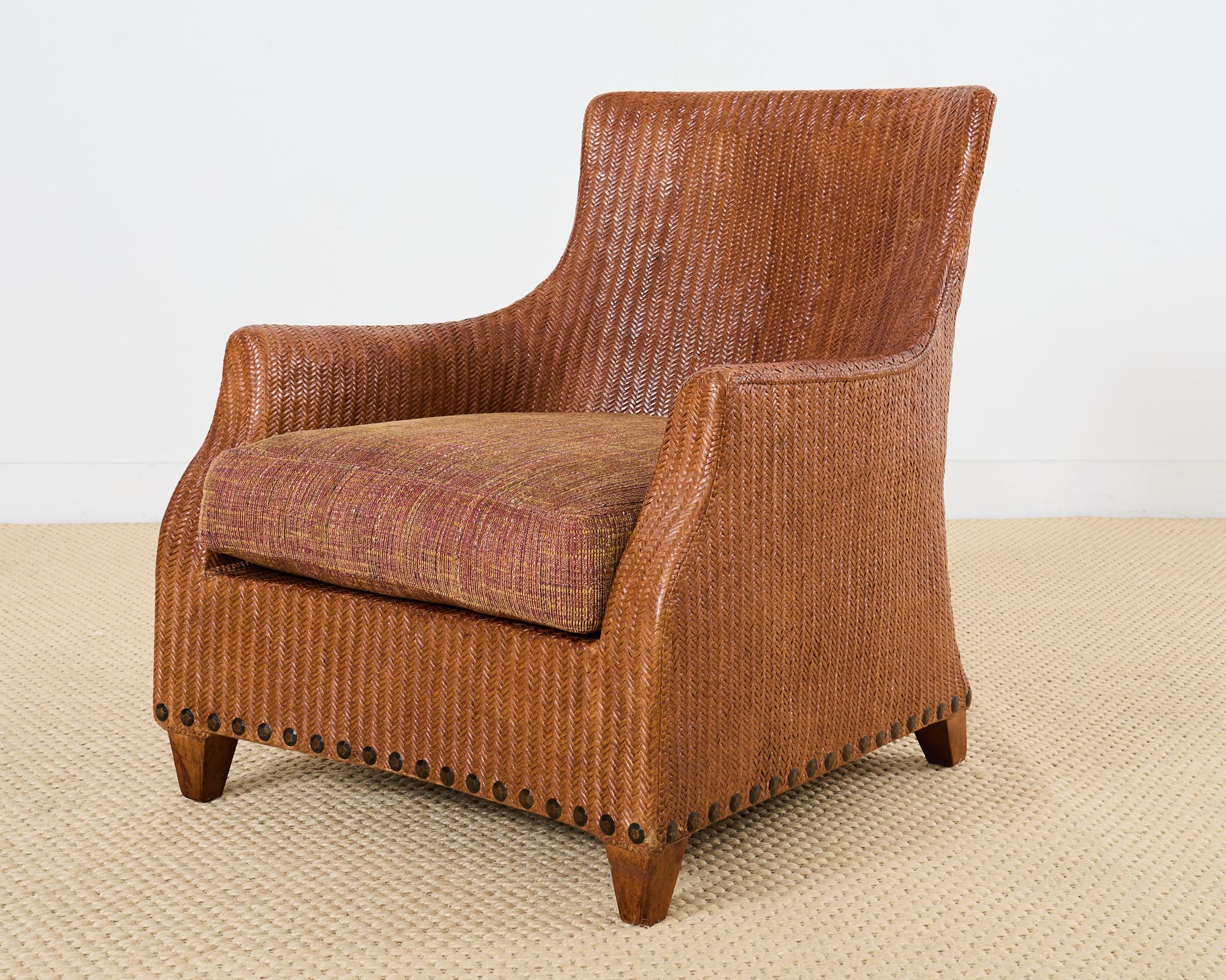 American Organic Modern Rattan Wicker Lounge Chair by Lane Venture For Sale