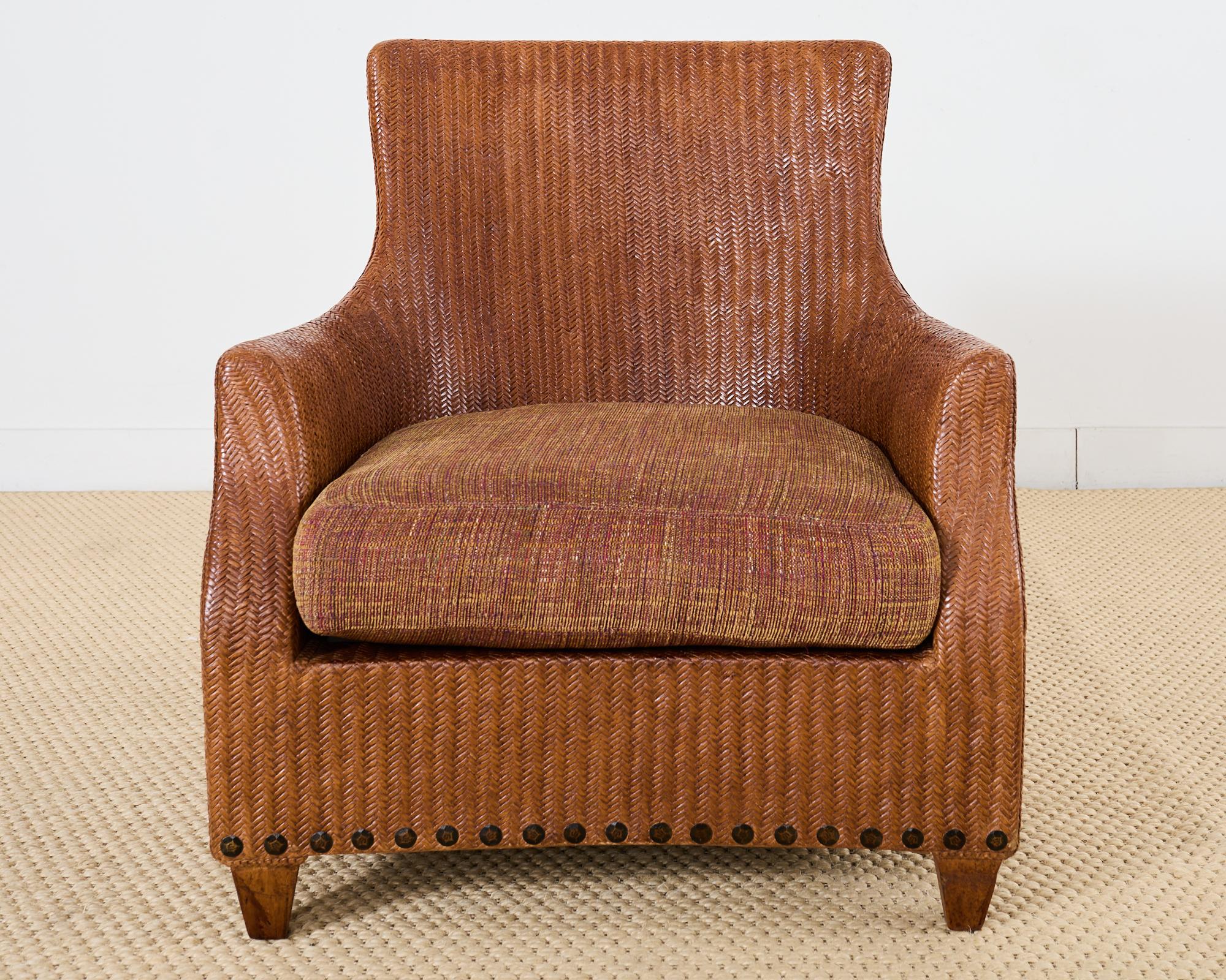 Hand-Crafted Organic Modern Rattan Wicker Lounge Chair by Lane Venture For Sale