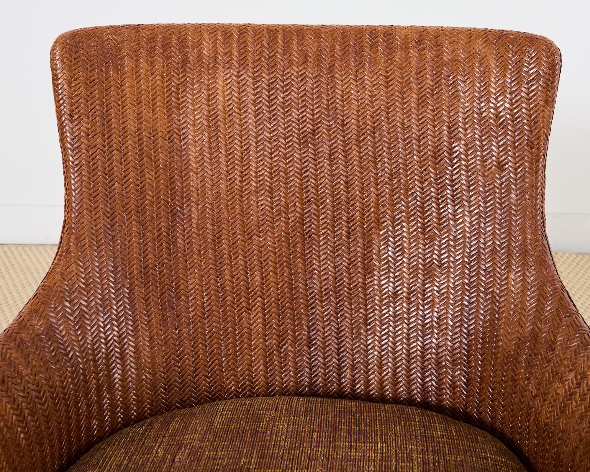 Organic Modern Rattan Wicker Lounge Chair by Lane Venture In Good Condition For Sale In Rio Vista, CA
