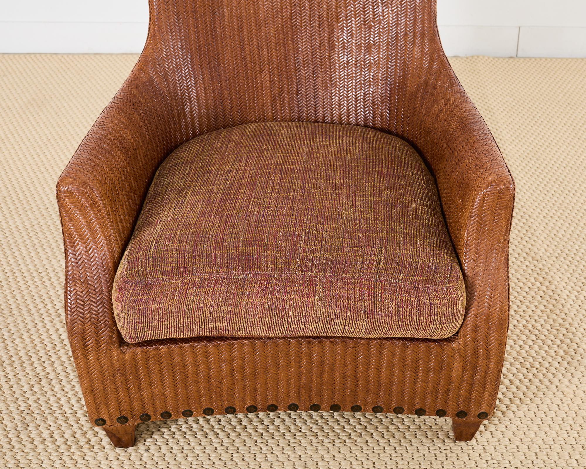 Contemporary Organic Modern Rattan Wicker Lounge Chair by Lane Venture For Sale