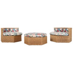 Organic Modern Rattan Wicker Modular Seating Sofa Set