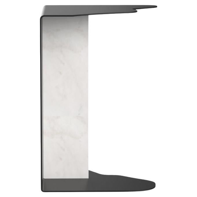Polished Organic Modern Raw Side Table, Calacatta Marble, Handmade Portugal by Greenapple For Sale