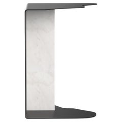 Mid-Century Modern Raw Marble Side Table, Calacatta Bianco, Handmade Greenapple
