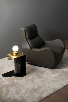 Tavolino grezzo moderno di metà secolo, marmo Calacatta, ottone, fatto a mano Greenapple