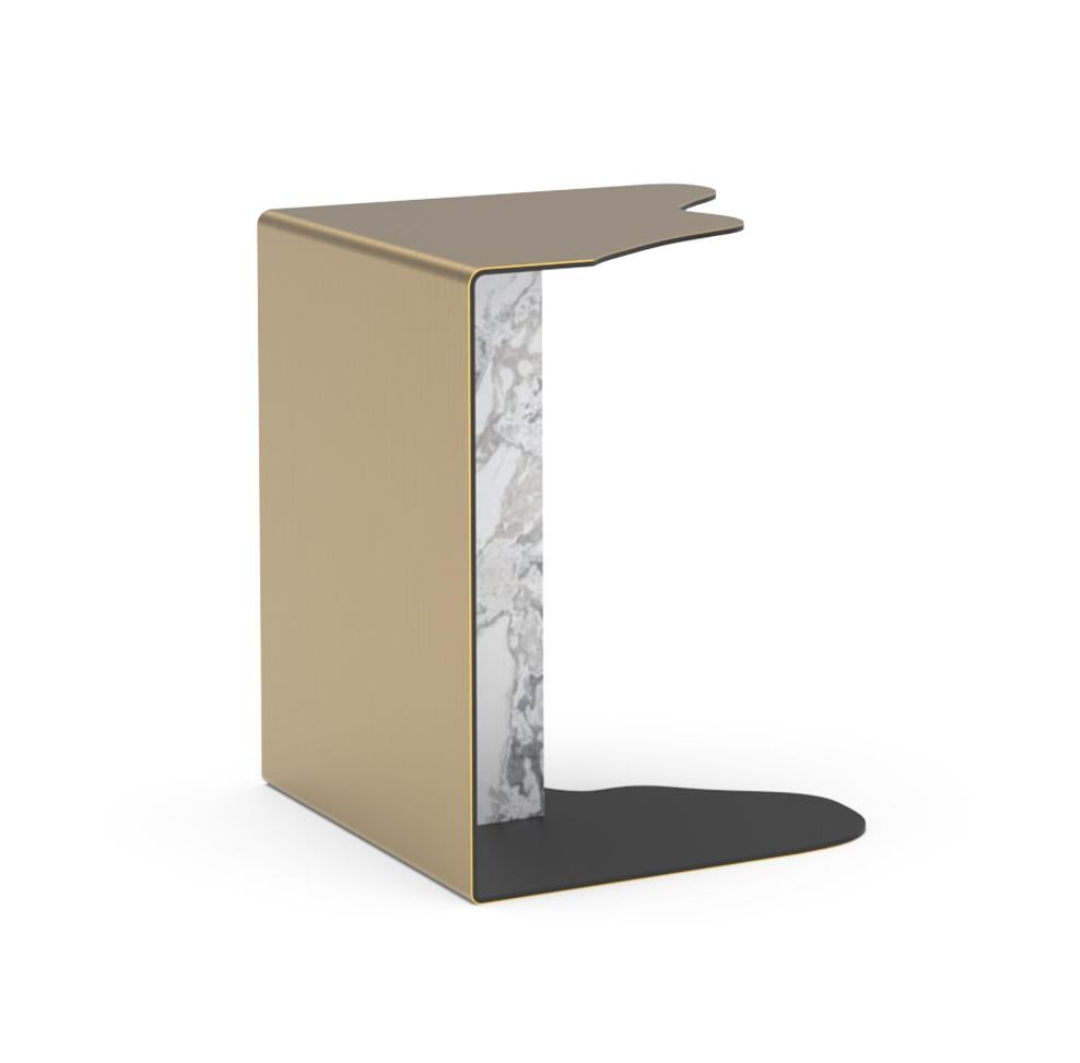Organic Modern Modern Raw Side Table, Dover White Marble, Handmade in Portugal by Greenapple For Sale