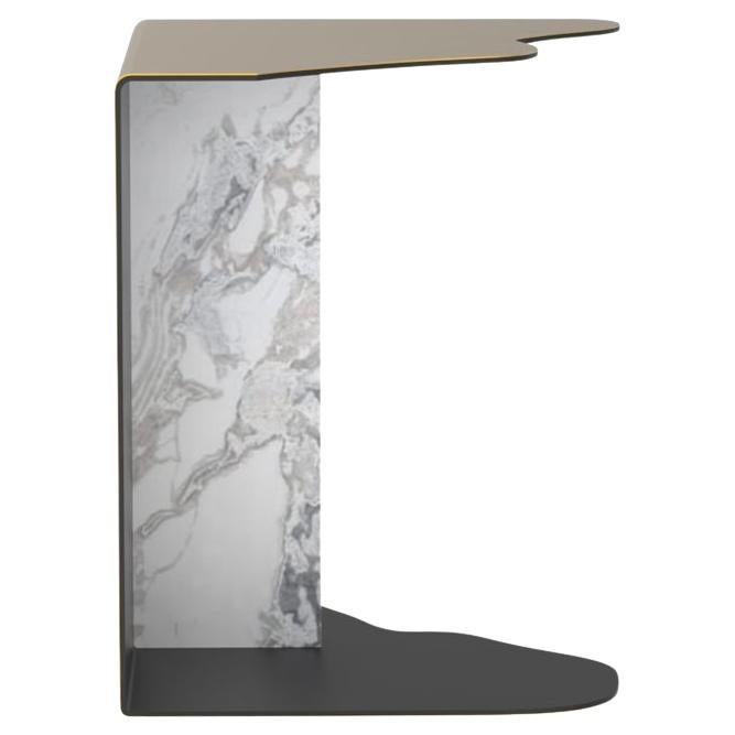 Modern Raw Side Table, Dover White Marble, Handmade in Portugal by Greenapple For Sale