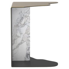 Modern Raw Side Table, Dover White Marble, Handmade in Portugal by Greenapple