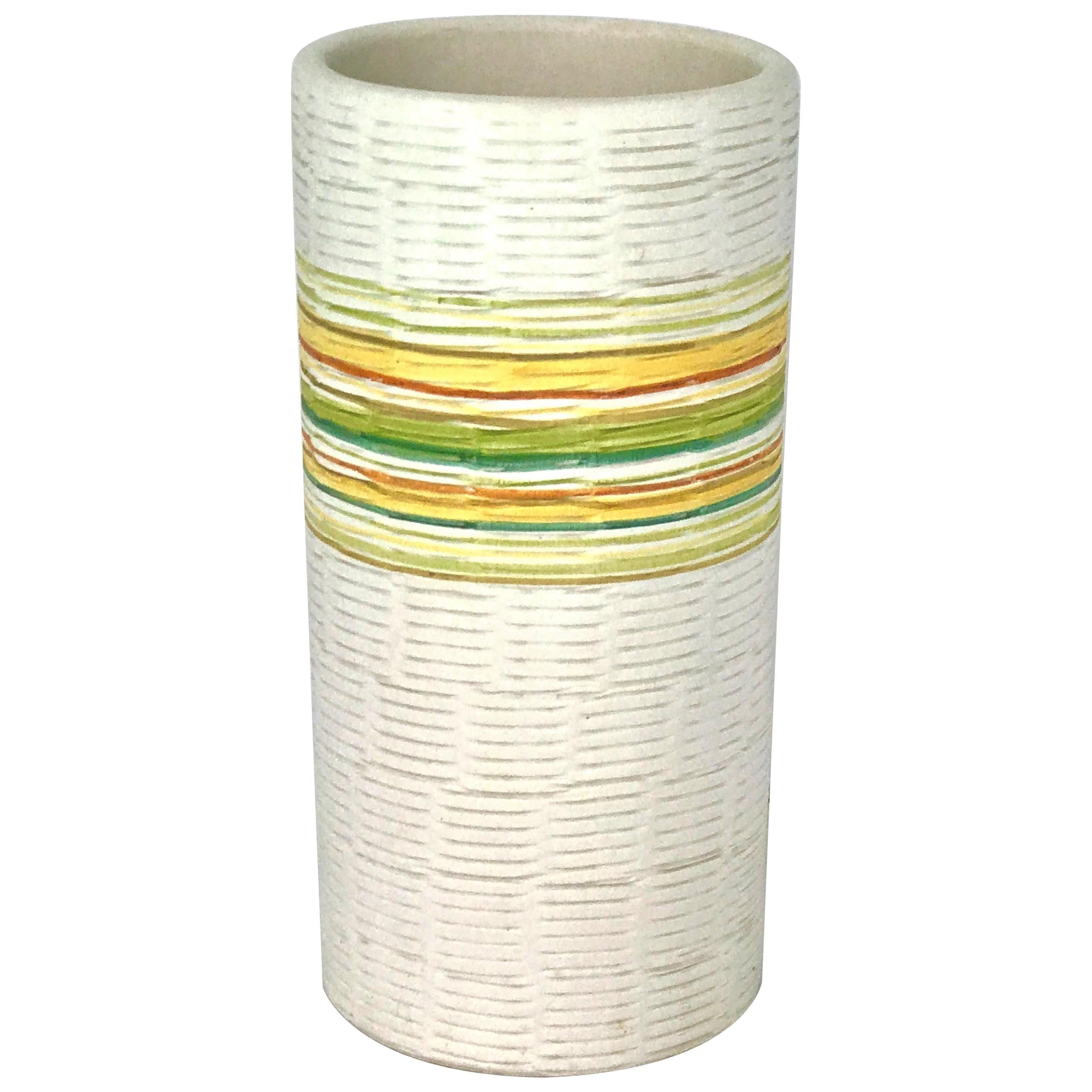 Organic Modern Raymor Bitossi Textured Londi Attributed Pottery Vase 1960s Italy