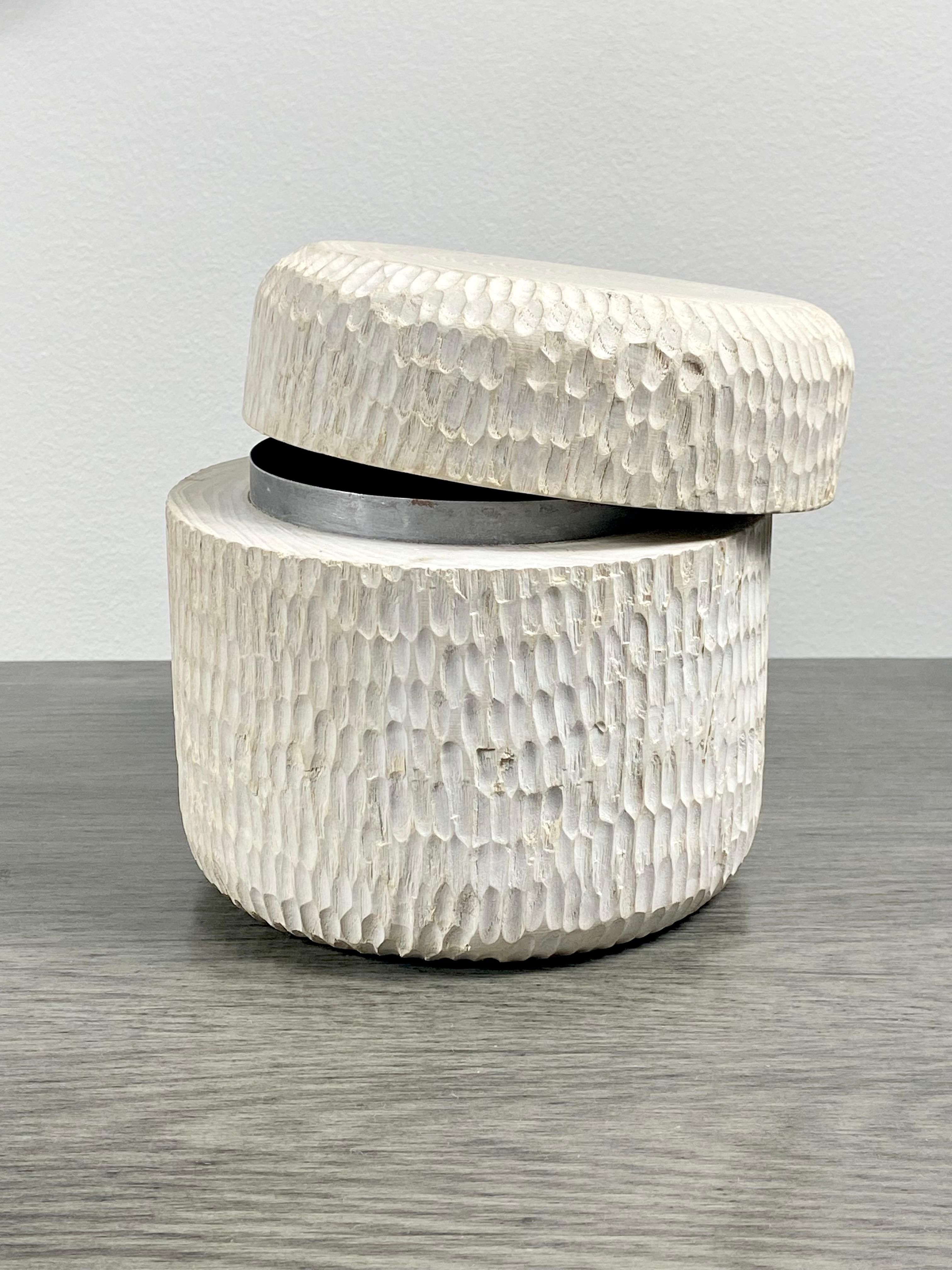 Organic Modern Reclaimed Wood Carved Box For Sale at 1stDibs