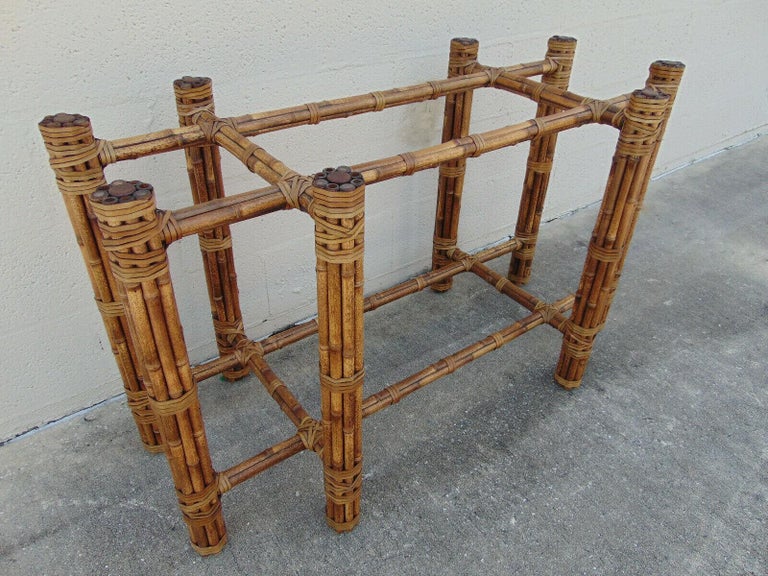Hand-Crafted Organic Modern Rectangular Bamboo Dining Table Base by John McGuire For Sale
