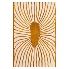 Alfombra Rectangular Moderna Patrón Oro, Amarillo Mostaza y Beige