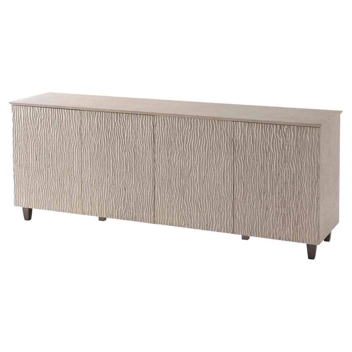 Organic Modern Ripple Oak Sideboard, Light For Sale