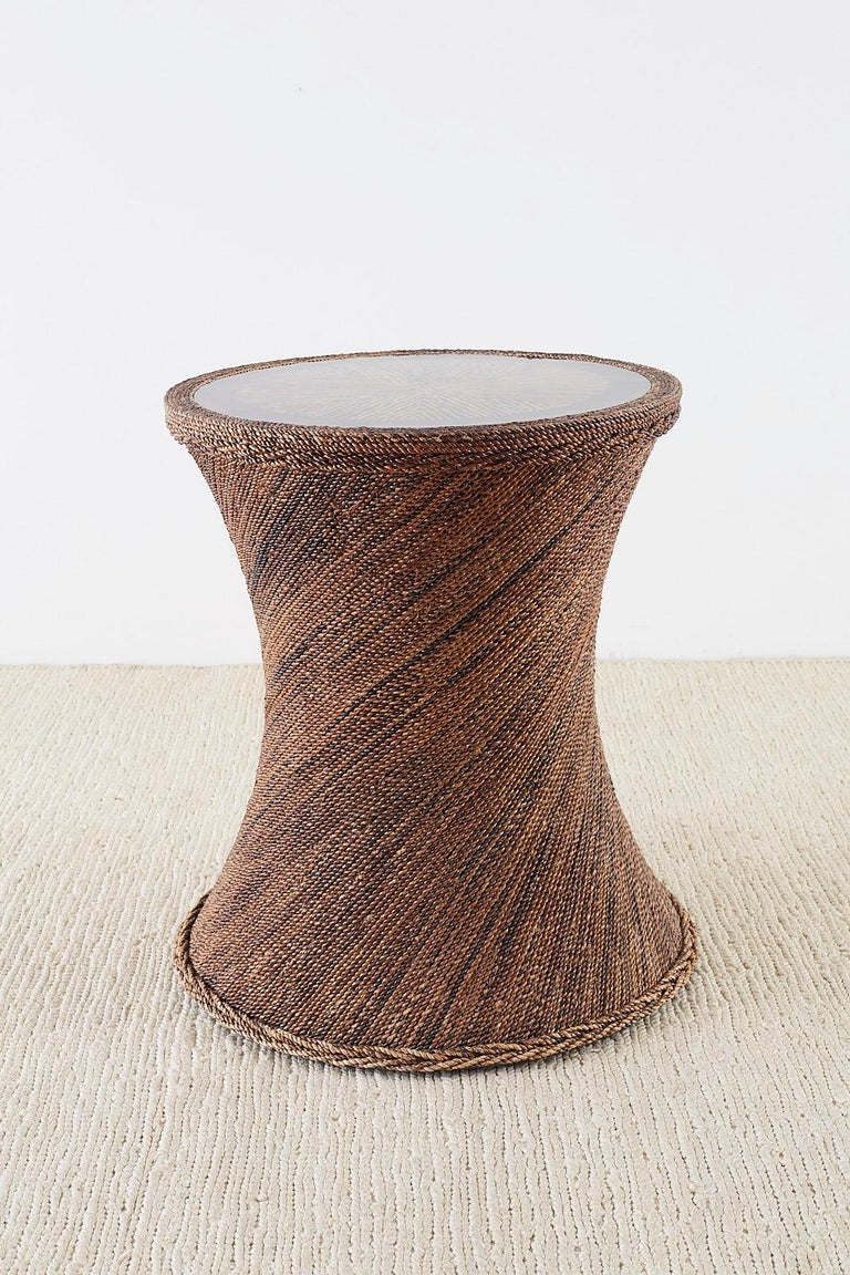 Organic Modern Rope Clad Round Tree Trunk Pedestal Table at 1stDibs