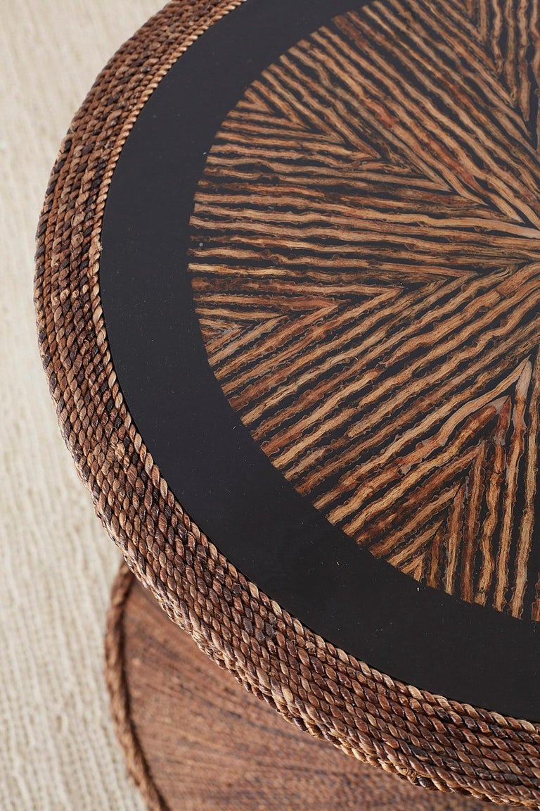 Organic Modern Rope Clad Round Tree Trunk Pedestal Table at 1stDibs