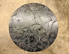 Organic Modern Round Black Coffee Table - Special Lacquered Suar Wood, IDN 2025