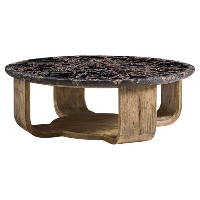Oval Black and Brown Marble Organic Console For Sale at 1stDibs