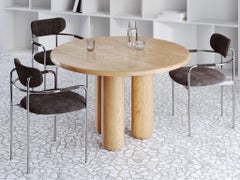 Organic Modern Round Solid Oak Dining Table in Natural Finish