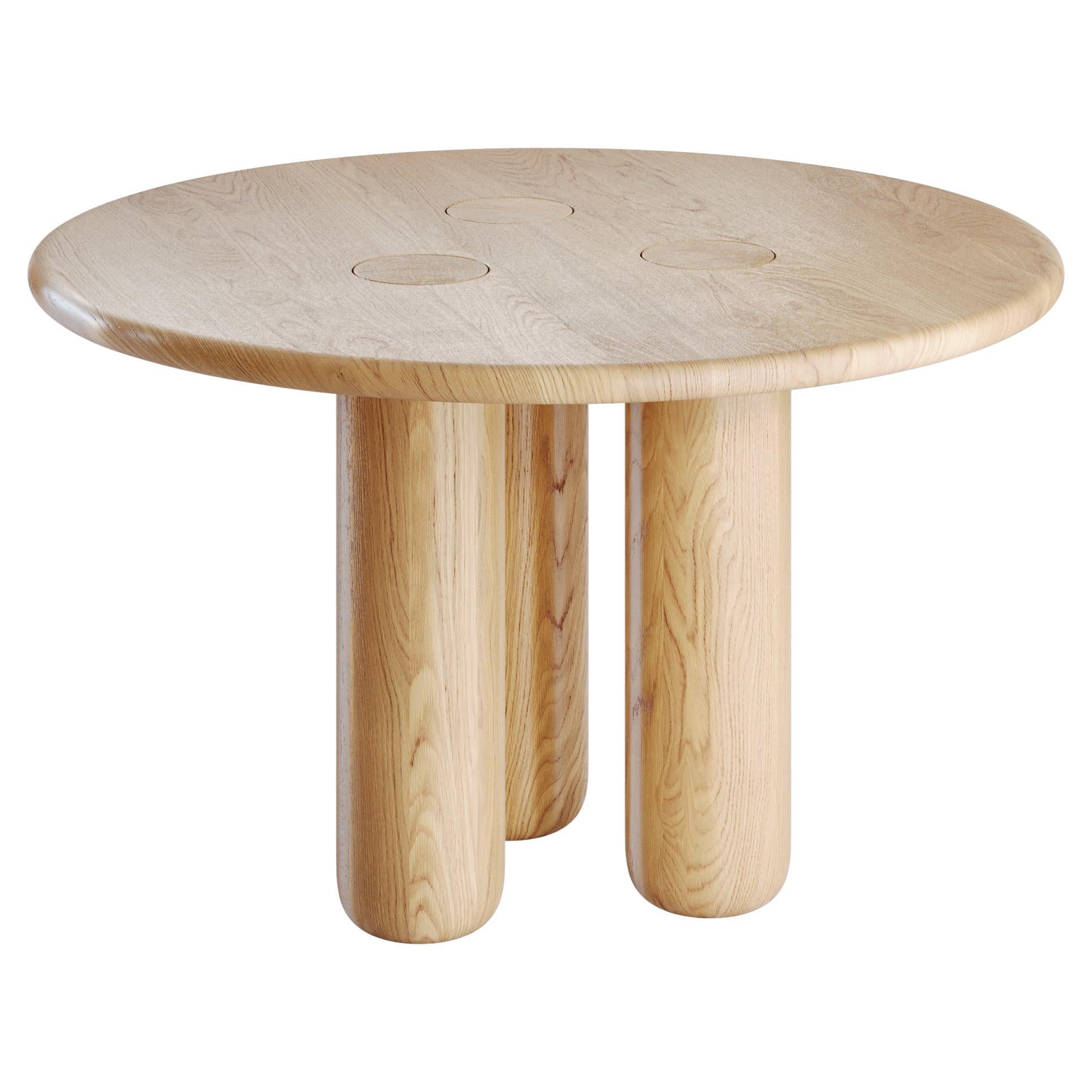 Organic Modern Round Solid Oak Dining Table in Natural Finish