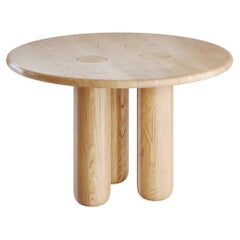 Organic Modern Round Solid Oak Dining Table in Natural Finish
