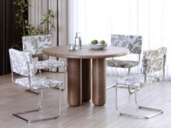 Organic Modern Round Solid Walnut Dining Table