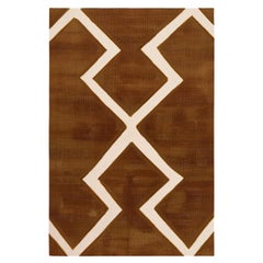 Organic Modern Rug Ethnic Zig Zag Pattern Brown, Beige
