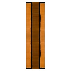 Organic Modern Runner Rug Ethnic Stripes Pattern Brown, Orange Yellow, Black