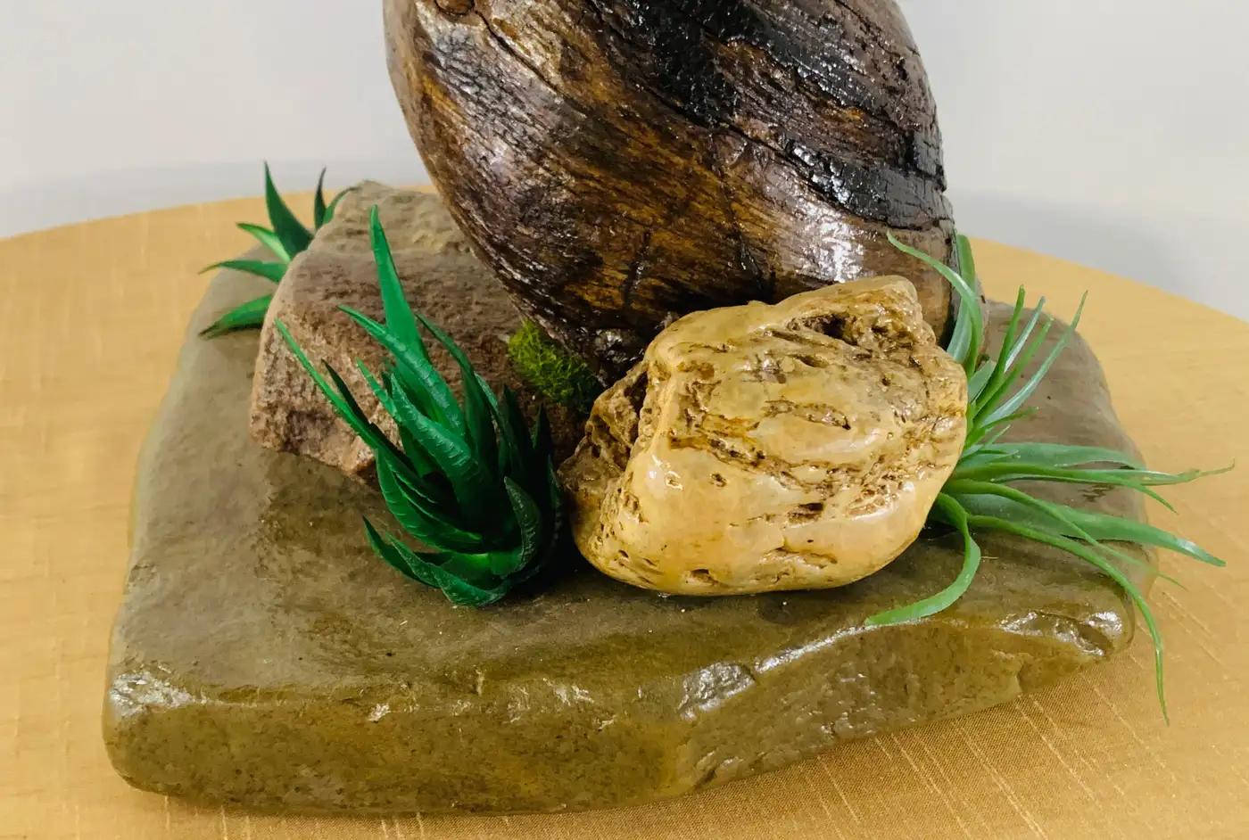 Organic Modern Rustic Tree Trunk Shaped Table Lamp on a Stone Base For Sale 6