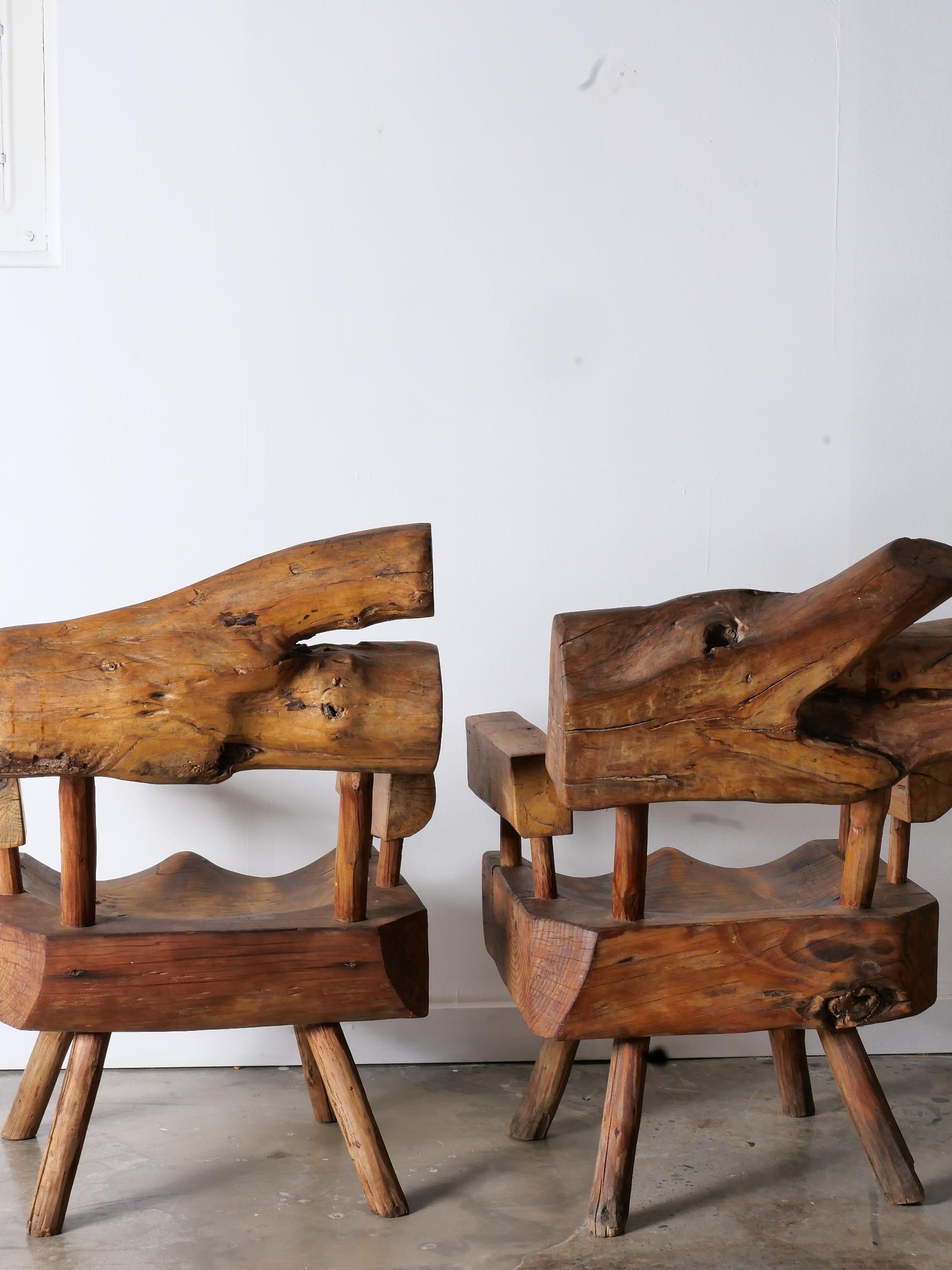 Pareja de sillones de madera de sabino modernos y ecológicos en Bueno estado para la venta en Portland, OR