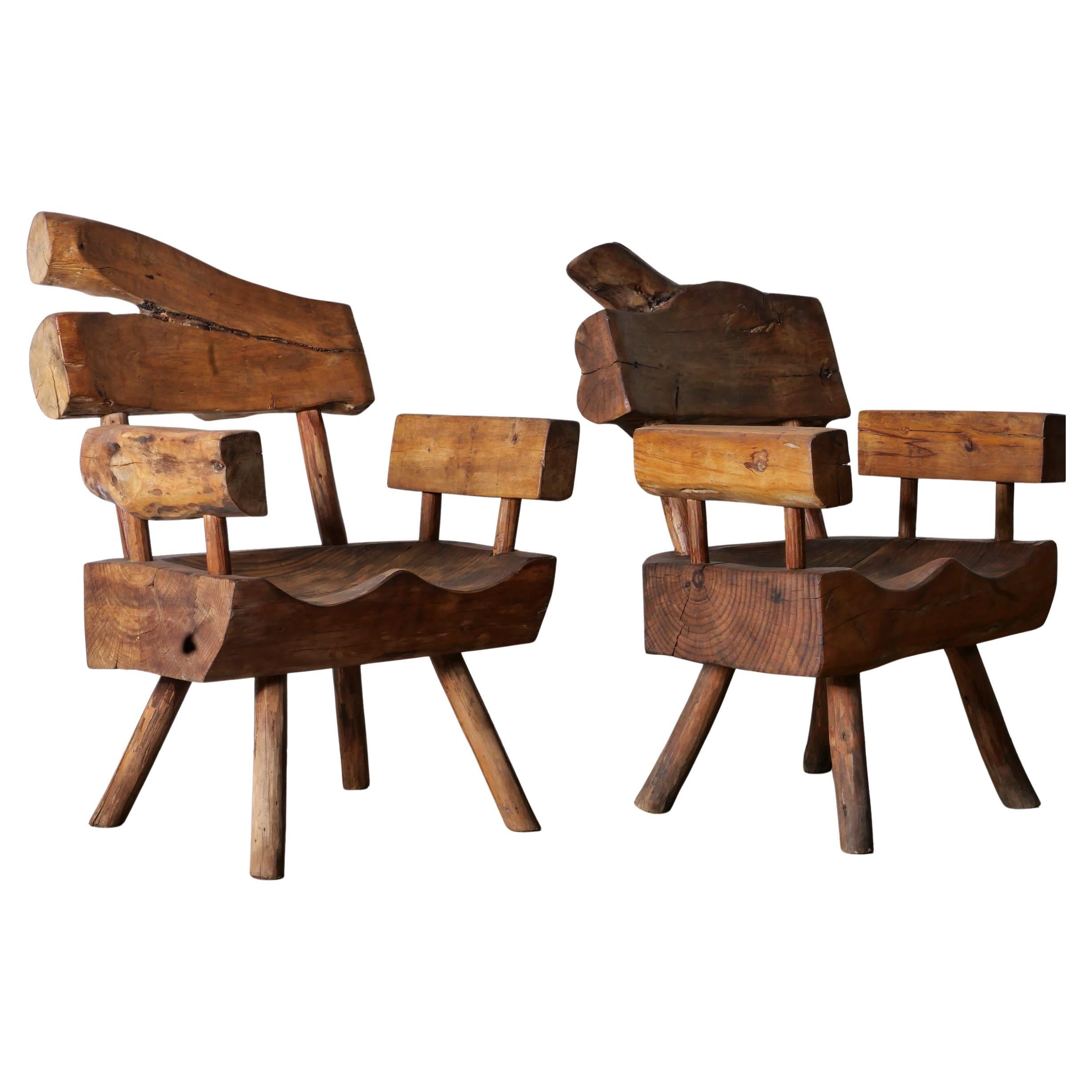 Pareja de sillones de madera de sabino modernos y ecológicos