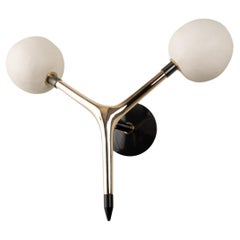 Organic Modern Sconce Cast Bronze Handmade White Porcelain Globes