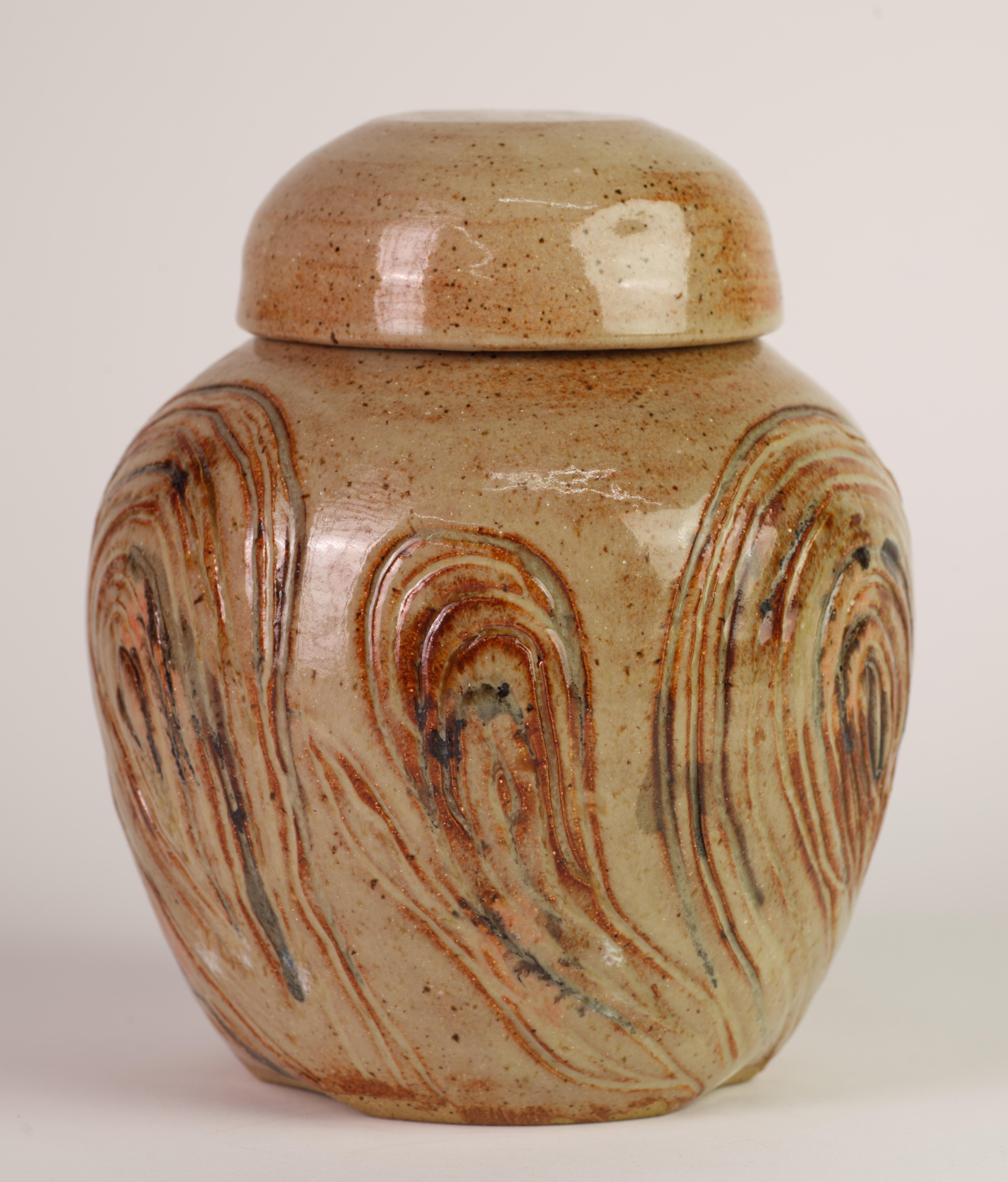 Organico moderno Vasetto di zenzero organico moderno Scraffito, American Art Studio Pottery in vendita