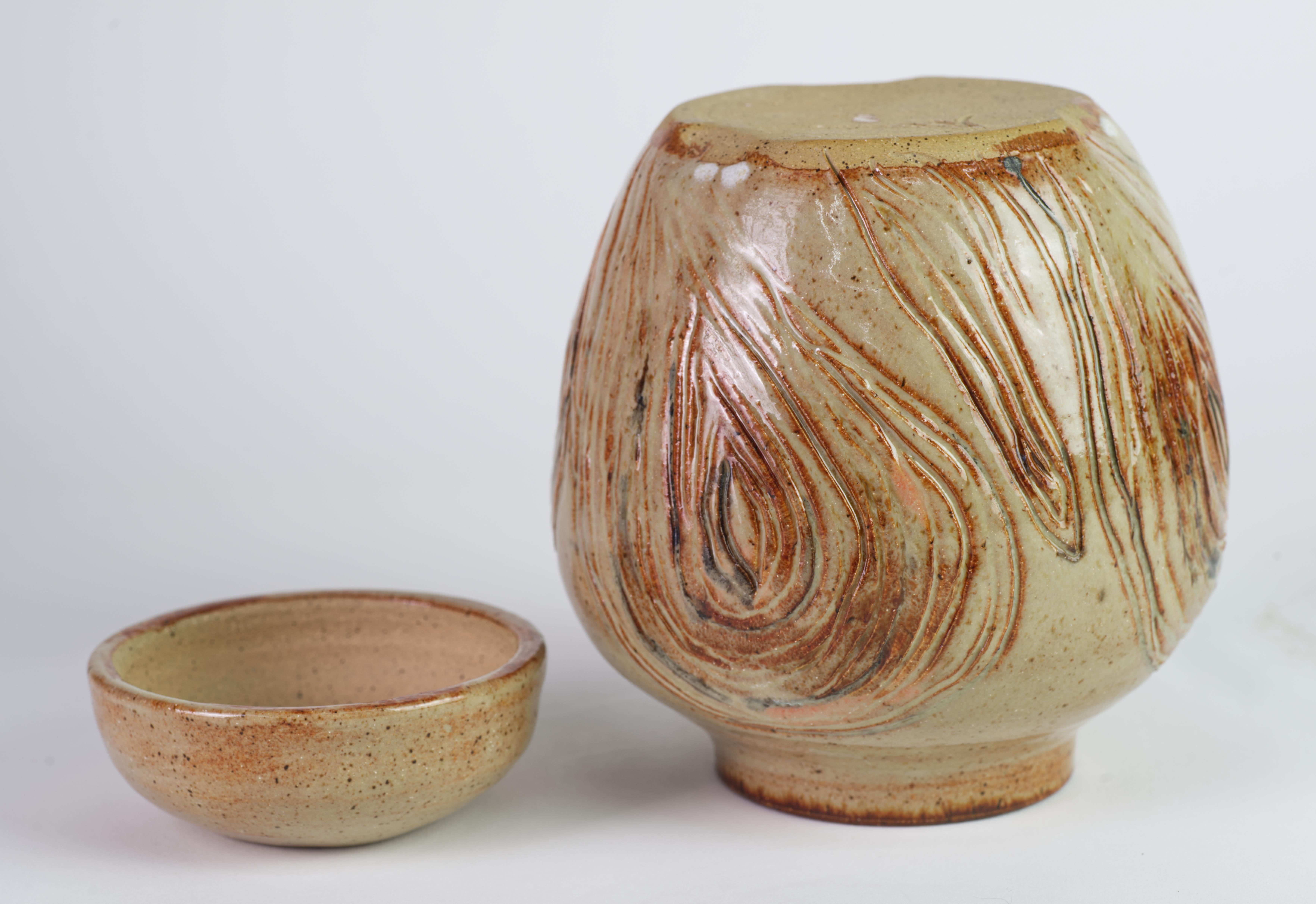 Vasetto di zenzero organico moderno Scraffito, American Art Studio Pottery In condizioni buone in vendita a Clifton Springs, NY
