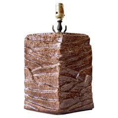 Lampe de table organique moderne en céramique Brown sculptée