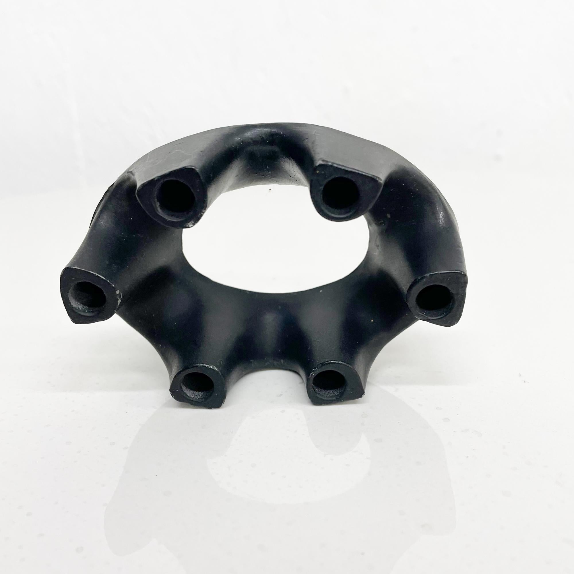 Organic Modern Sculptural Black Iron Oval Ring Candle Holder for 6 Candles 1960s In Good Condition In Chula Vista, CA
