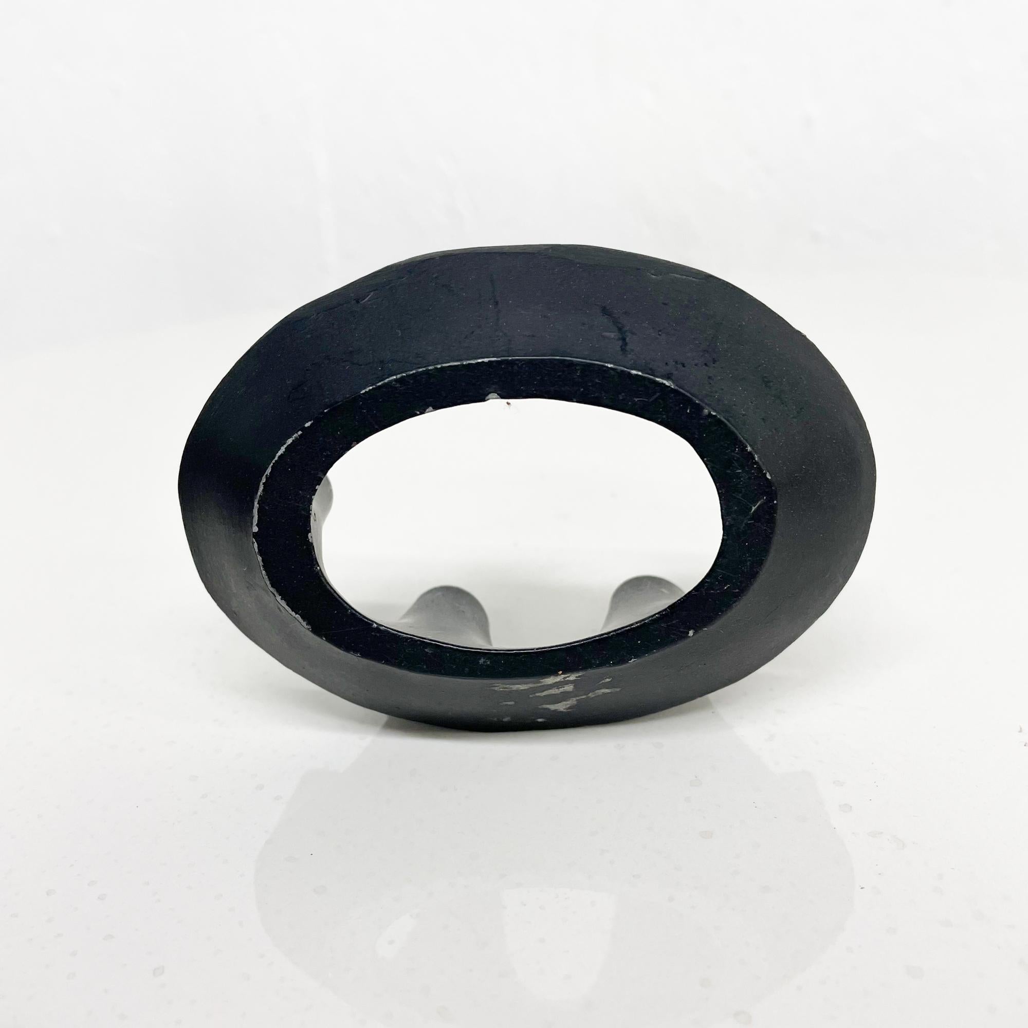 Mid-20th Century Organic Modern Sculptural Black Iron Oval Ring Candle Holder for 6 Candles 1960s