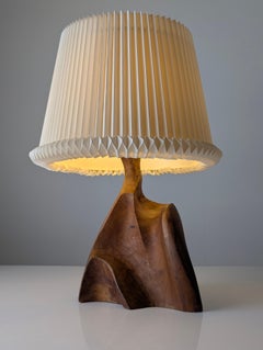 Organic Modern Sculptural Carved Olive Wood Table Lamp Base, 1970s