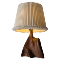 Base per lampada da tavolo scultorea organica moderna intagliata in Wood Wood, anni '70