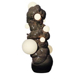 Organic Modern Sculptural Ceramic Bubbly Biomorphic Floor Lamp in Green