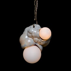 Organic Modern Sculptural Ceramic Bubbly Capullo Pendant Chandelier in Cream