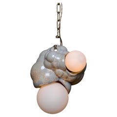 Organische moderne skulpturale Keramik Bubbly Capullo Anhänger Kronleuchter in Creme