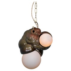 Organic Modern Sculptural Ceramic Bubbly Capullo Pendant Chandelier in Green