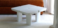 White Coffee Table Leaf 4 Organic Modern Cast Stone by Alentes Atelier