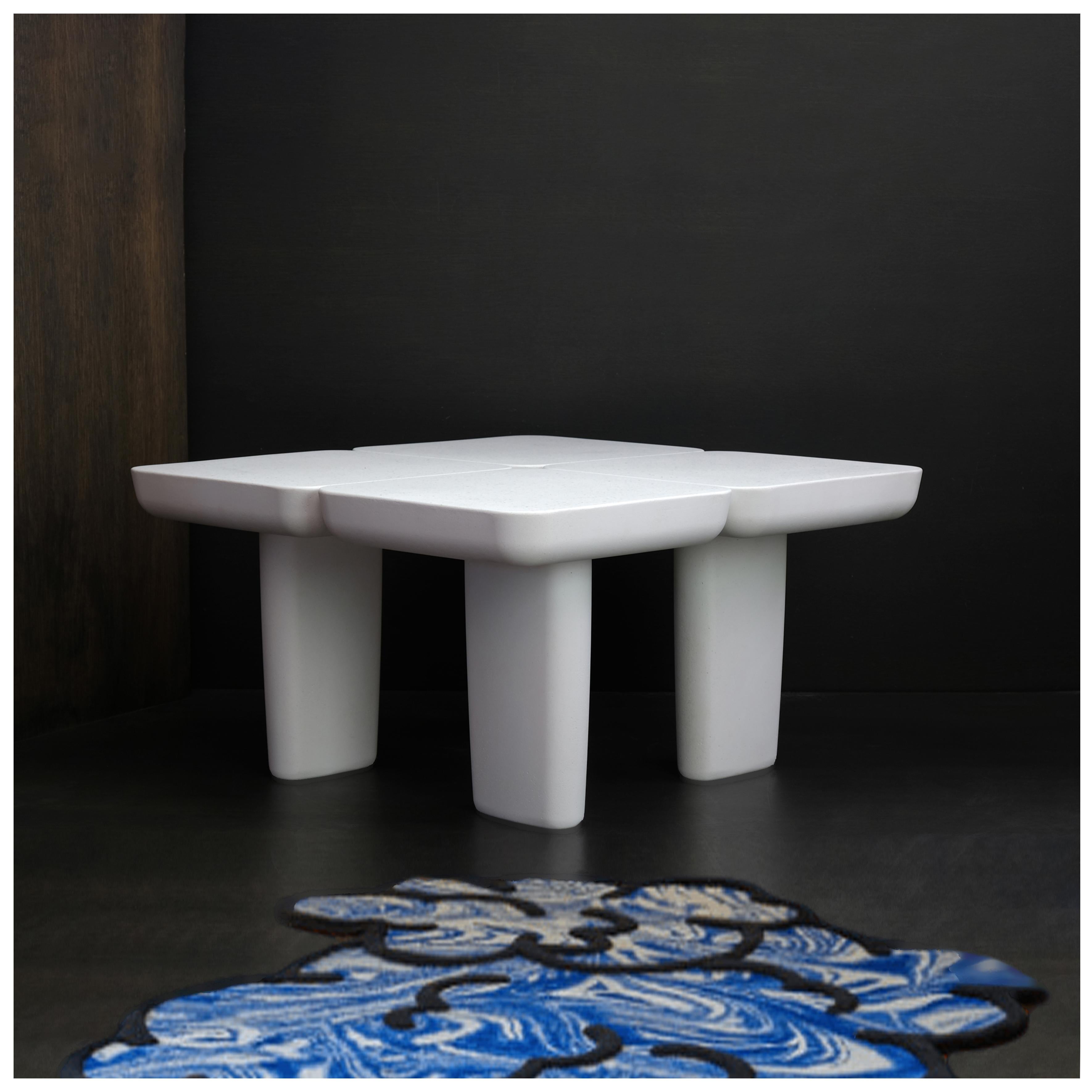 Table basse blanche Leaf 4 Organic Modern Cast Stone d'Alentes Atelier Neuf - En vente à PALEA FOKEA, ATTIKI